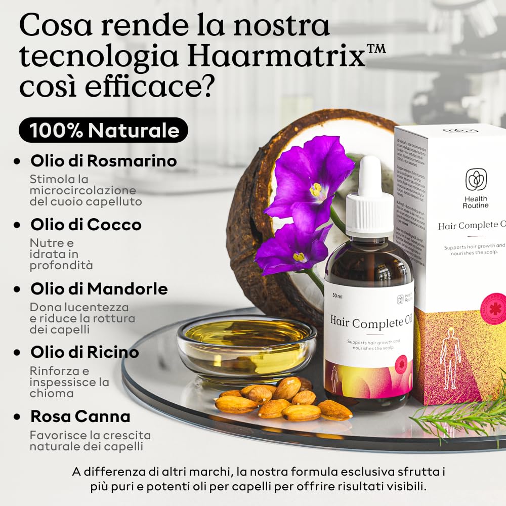 Health Routine Hair Complete Oil – Olio per Capelli Rosmarino e Ricino, 3 Pack