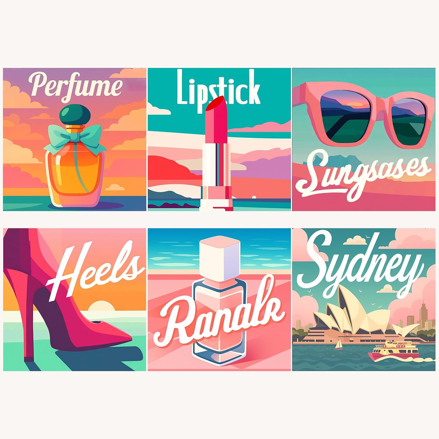 Bougimal 6パック ペイントバイナンバーキット 初心者向け 幅11インチ x 長さ11インチ ファッション DIY アクリル