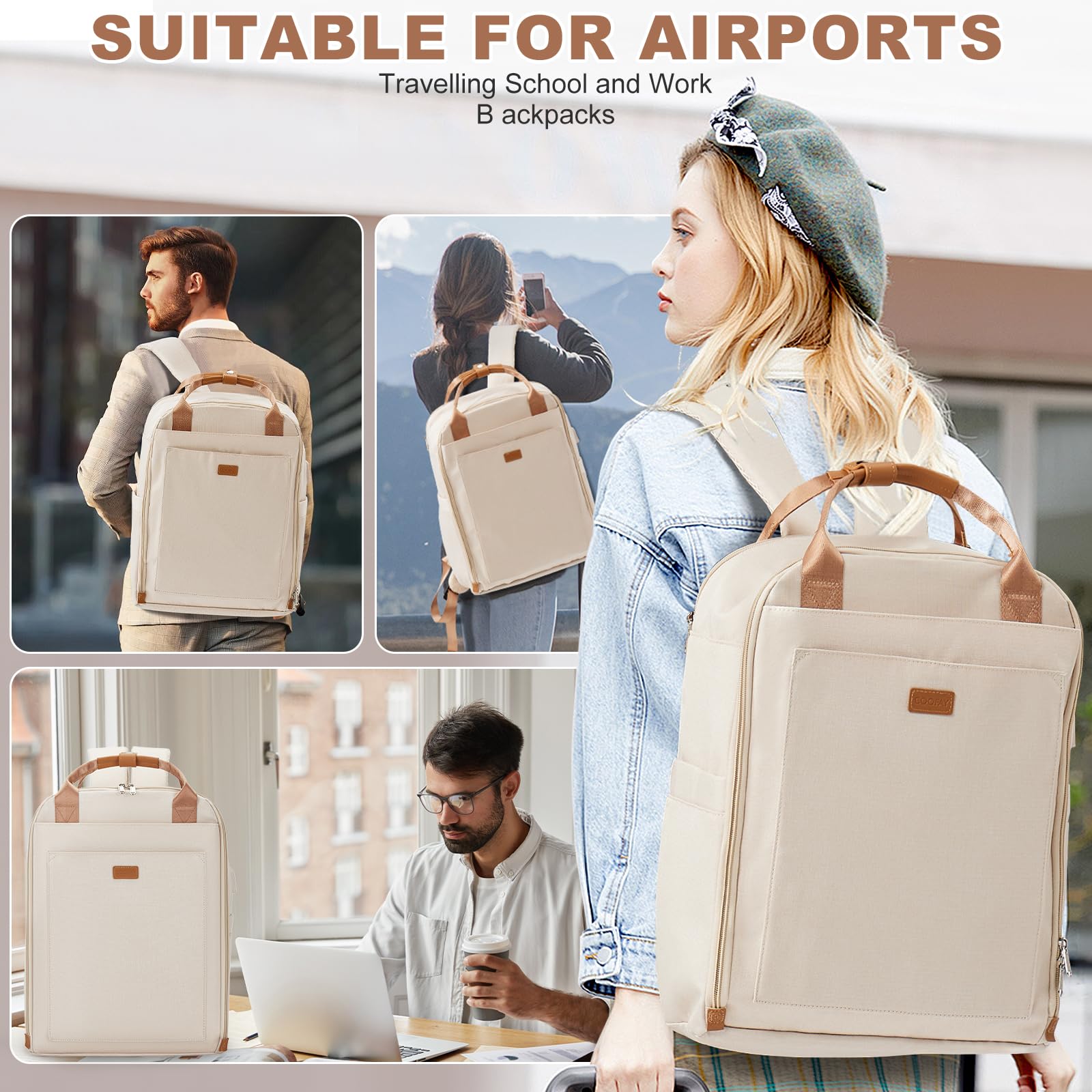 SZLX Borse da Viaggio 45x36x20 Zaino Easyjet Donna Zaino Ryanair 40x20x25 Bagaglio a Mano Zaino impermeabile uomo trekking, Borsa da Viaggio Cabina aereo Zaino per Laptop con Porta di ricarica USB