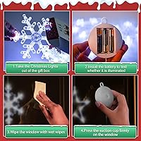 Vista 7 de Paquete de 3 luces de Navidad para ventana con temporizador, funciona con pilas, árbol de copo de nieve iluminado blanco con forma de estrella LED
