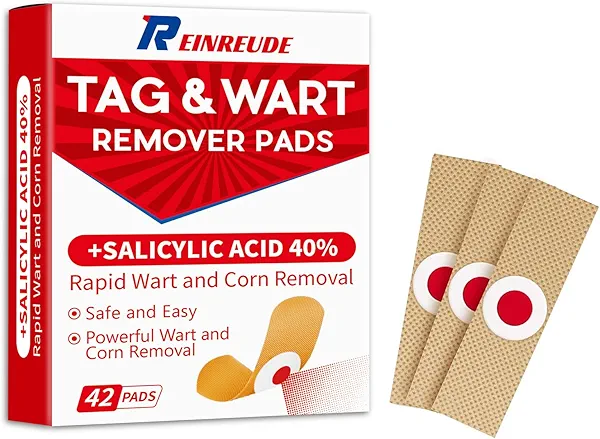 Wart Corn Remover Pads for Feet: 42 Pack 40% Salicylic Acid Extra Strength Bandages for Plantar Warts Corns Small Callus on Feet Hands Toes - Safe Effective Treatment for Adults Children