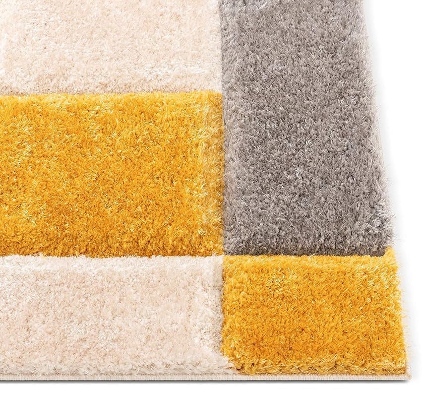 Image of Shaggy Rugs 12 x 18 Feet Soft and Cozy Carpet for Living Room & Hall, Bedroom, and Kids Room Non-Slip, High Pile, Machine Washable, Perfect for Any Room (Musturd Silver)