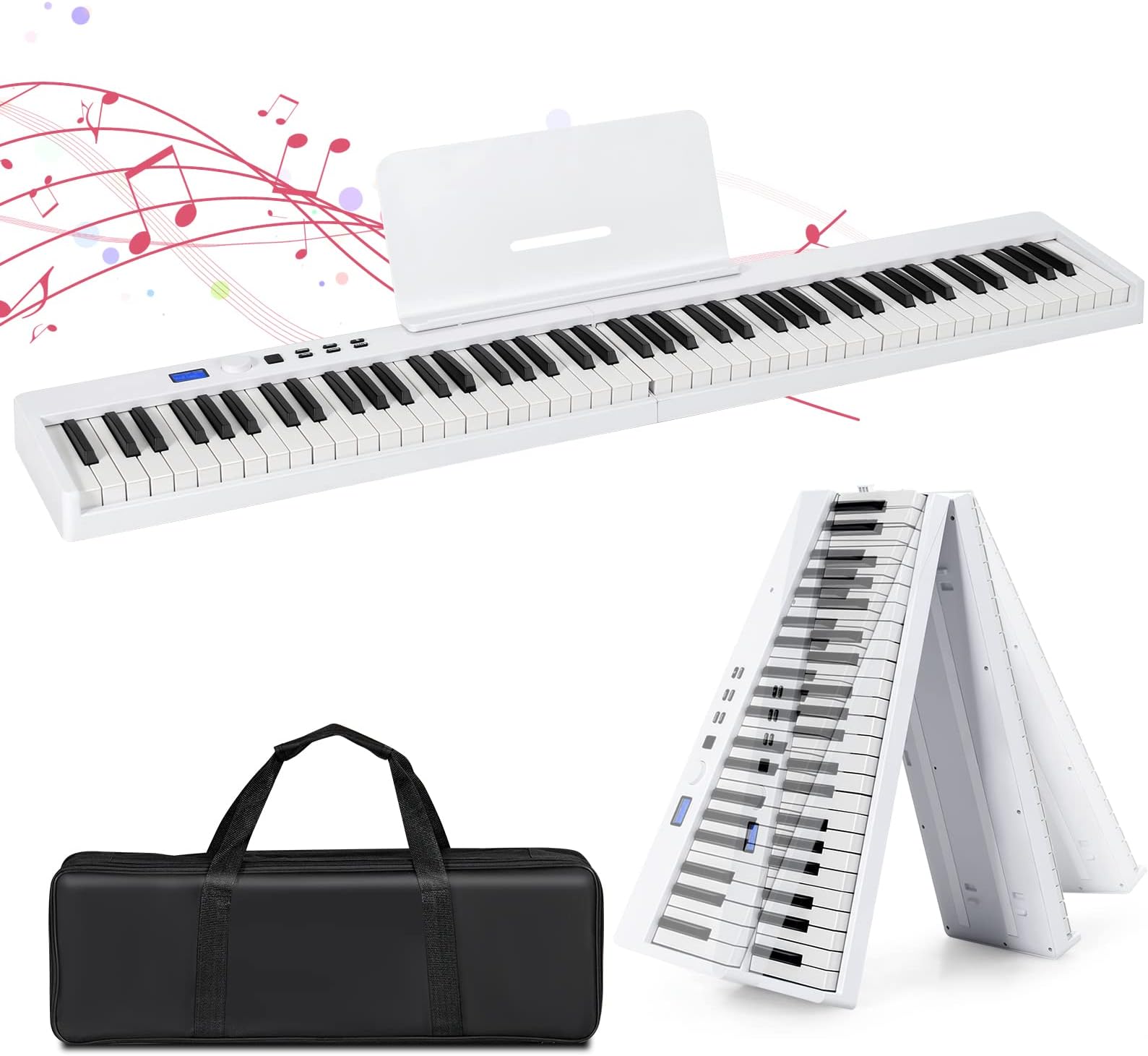 GYMAX 88 Keys Foldable Keyboard Piano, Fullsize Digital Piano with