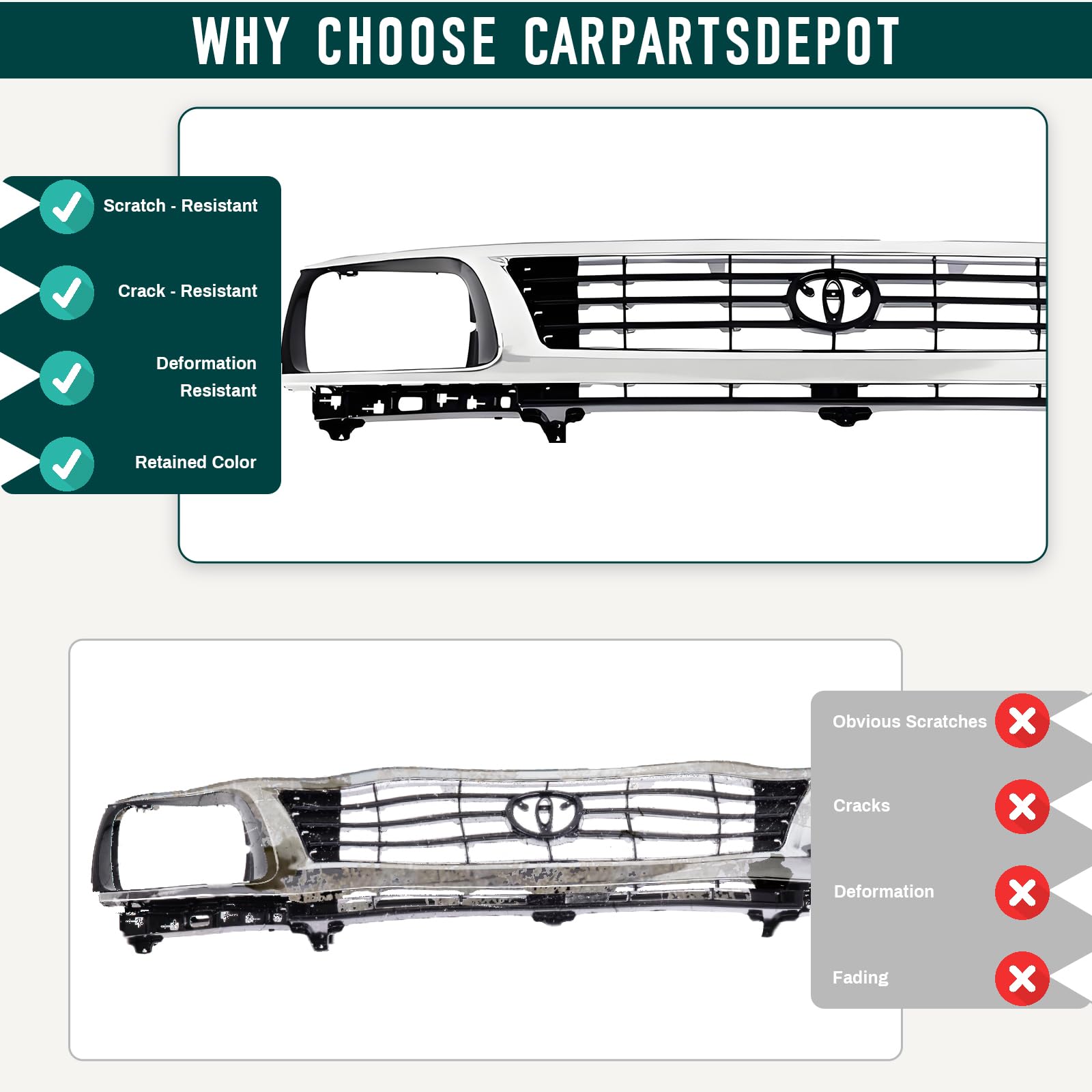 Amazon | CarPartsDepot フロントグリル ブラック インサートグリル