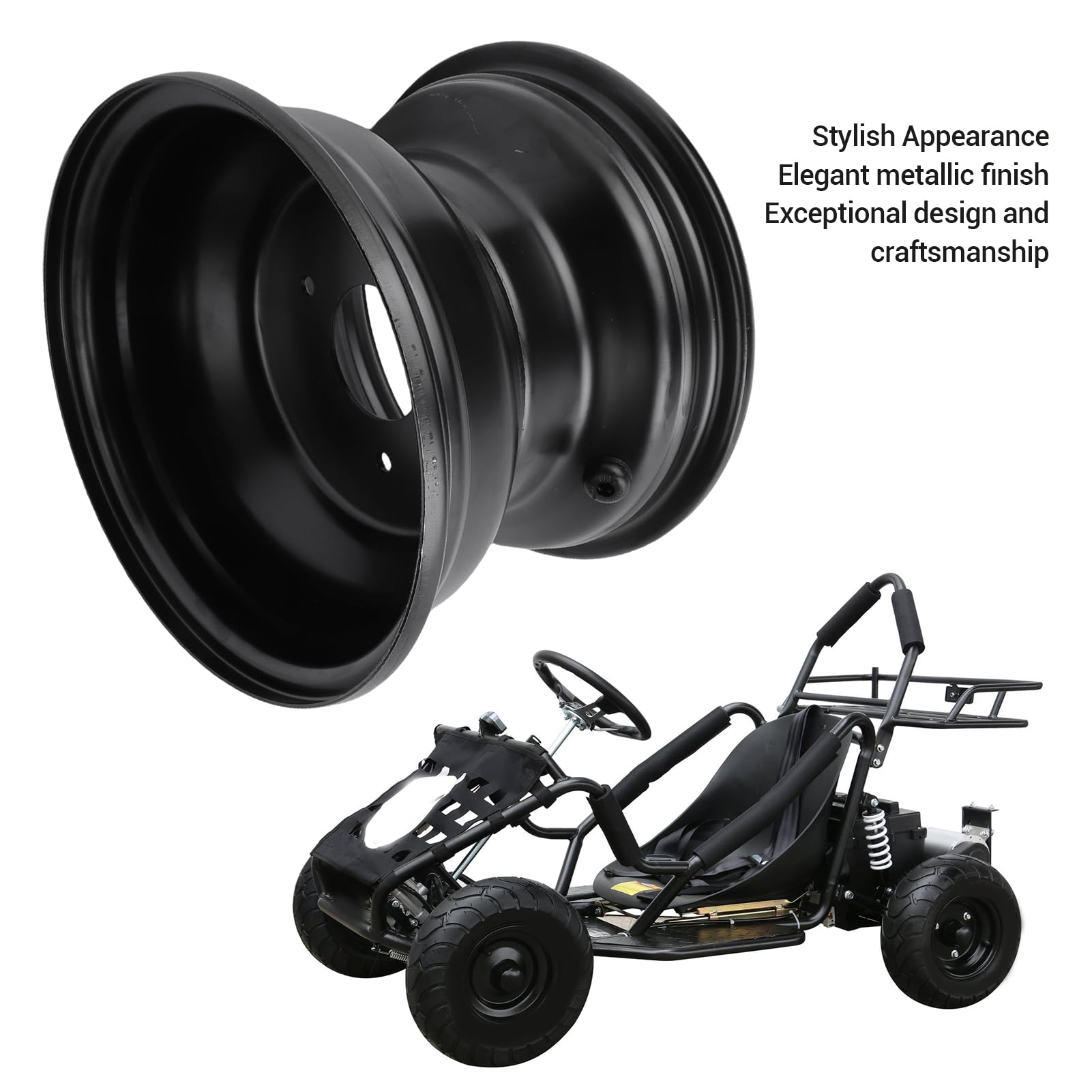 Generic Jante de Roue de VTT 18x9,50-8, Design en Métal Robuste, Aspect élégant pour Quads, Noir (3 tasses)