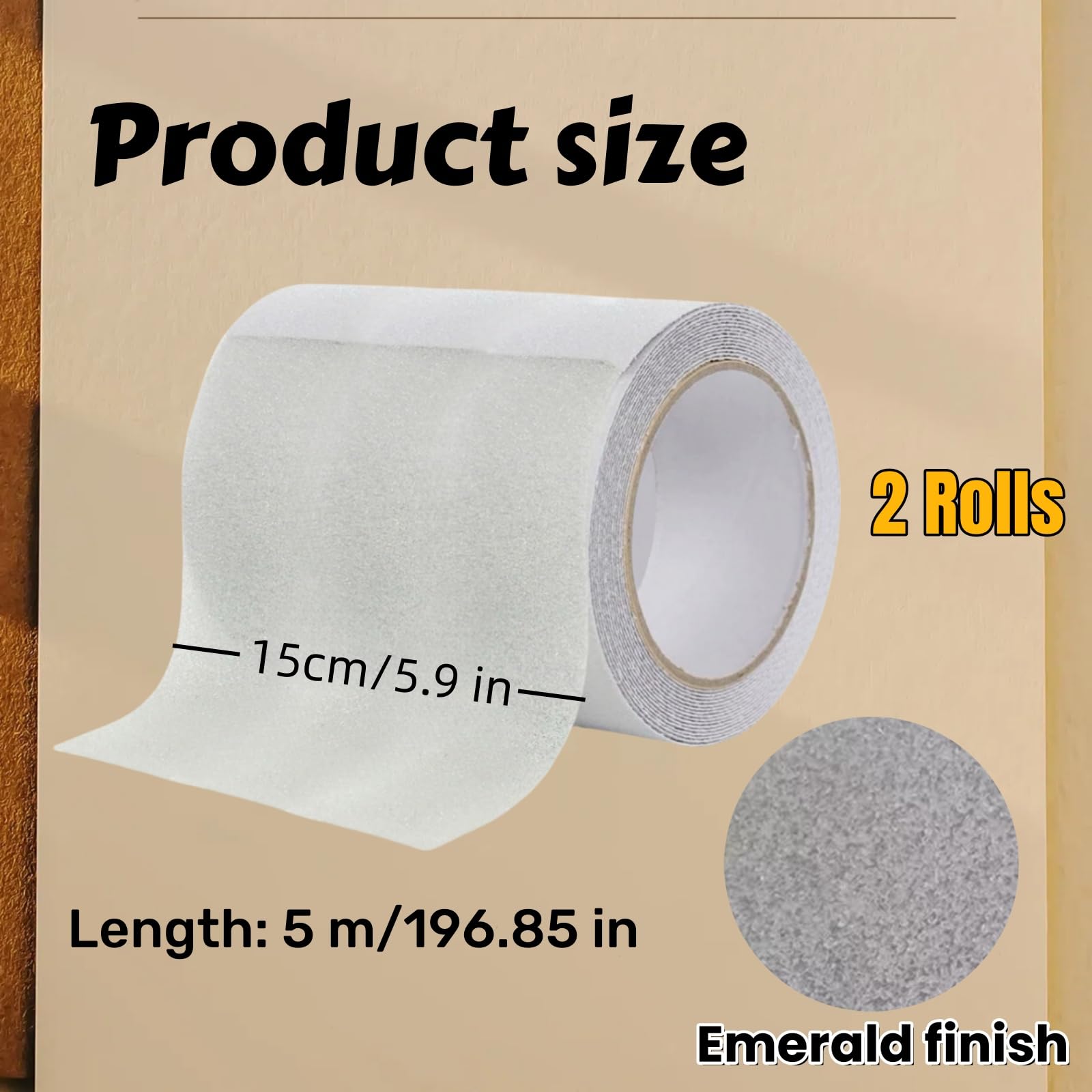 2 Pièces Bande Antidérapante Adhésive Transparent 15 cm x 5 m, Griptape Antidérapante Escaliers, Ruban Autocollant Anti-dérapante, Ruban Autocollant pour Intérieur et Extérieur, Escaliers, Marches