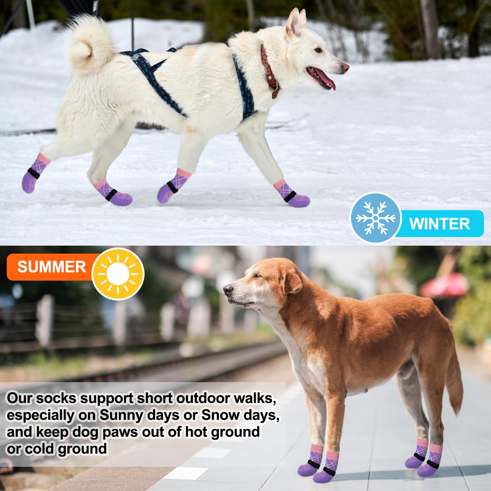 BEAUTYZOO 6 Pcs Dog Socks to Prevent Lick Paws, Warm Wooden Floor Non-Slip Shoes - Image 3