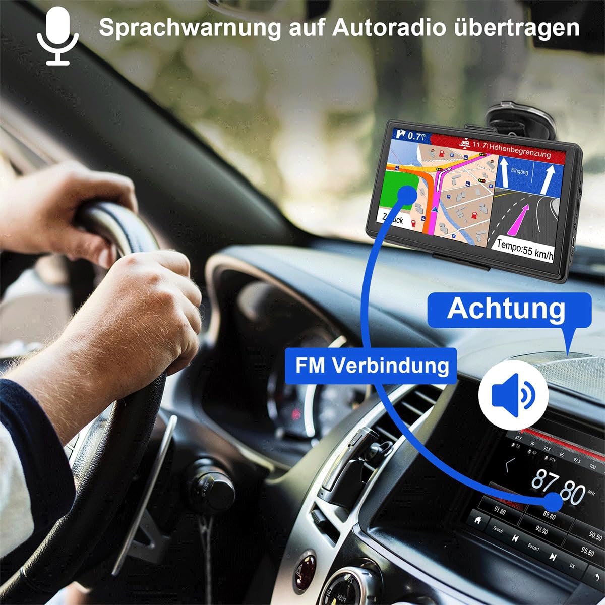 Navegador para Coche Equipo Universal para Coches y Camiones Actualizaciones de mapas gratuitas de por Vida Guía de Voz Inteligente Asistente de Carril práctico