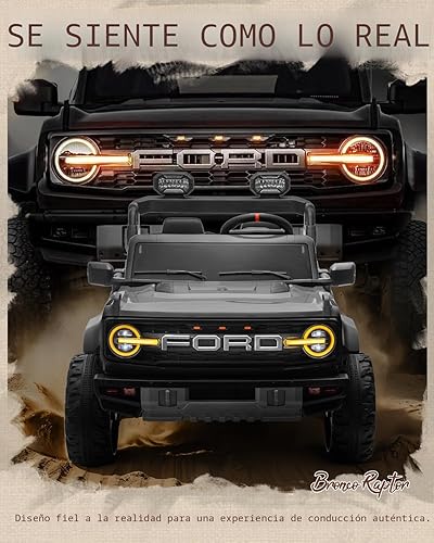 Miniatura 3 de First Ride On - Ford Bronco Raptor - Vehículo infantil eléctrico para niños grandes de 2 puestos, con licencia y control remoto, de 24 V, velocidad