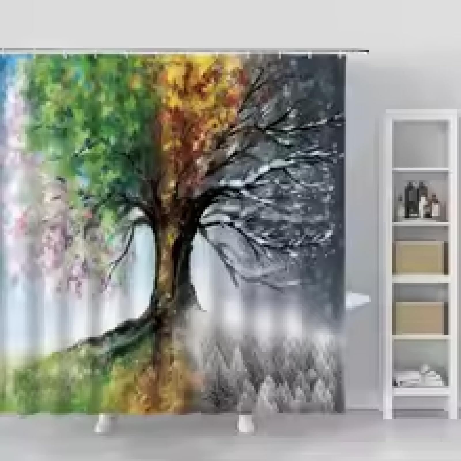 Kreatywne drzewo zasłona prysznicowa akwarela wiosna lato jesień zima drzewa dekoracje łazienkowe zasłony z haczykiem 185 x 220 cm