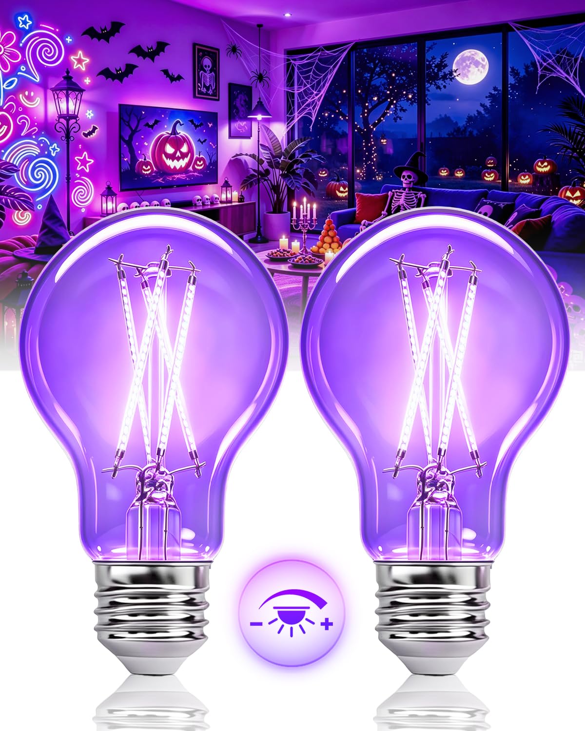 Lamptobe E27 385-400nm Dimmable Black Light Bulb for Halloween & Display