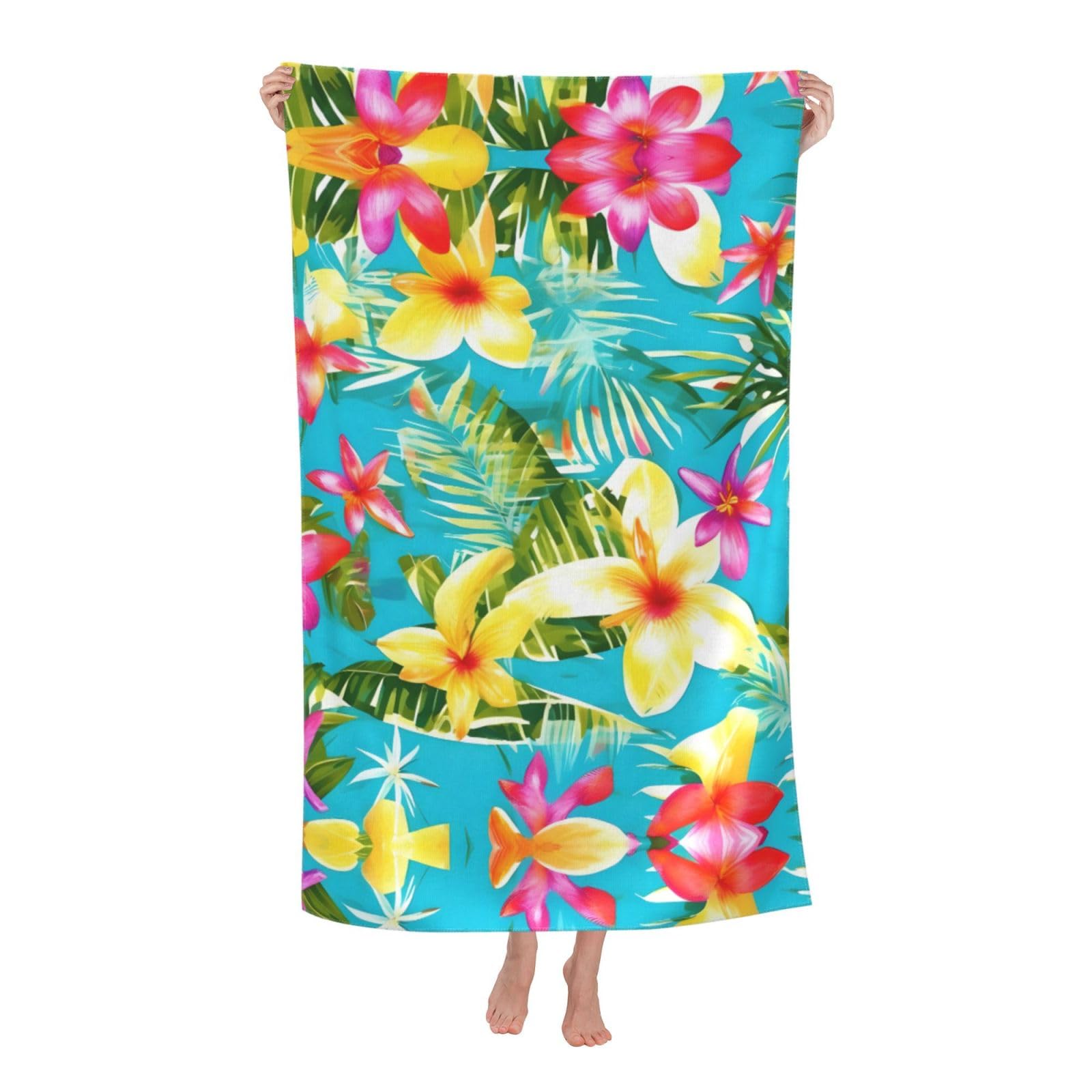 NImongt Summer Style Hawaiian Print Oversized Adult Beach Towel For Travel Weekend Getaways Festivals Camping Trips