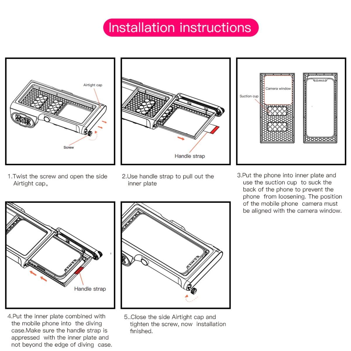 AICase Custodia impermeabile universale, guscio fotografico per iPhone 14 Pro Max/13 Pro Max/12 Pro Max/11/XS/XR/X/8/7/6S, custodia protettiva subacquea 15m per Samsung S23 Ultra/S22 Ultra fino a 6,9"