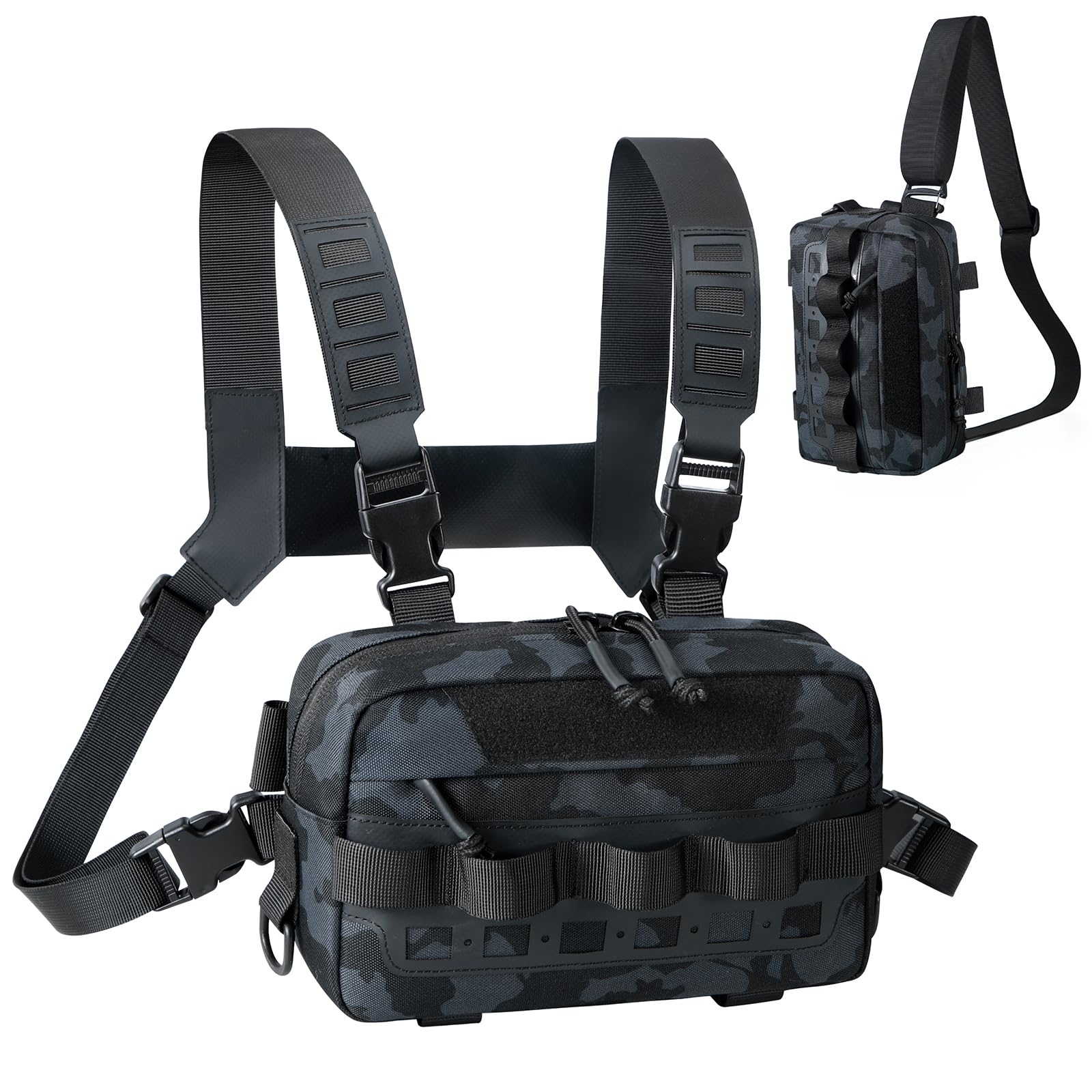 LibSkyln Outdoor Chest Bag for Men, Water-Resistant Fishing Chest Pack, Tactical Vest for Running, Cycling, Hiking, Lightweight Chest Pack Rig for Sports and Workouts