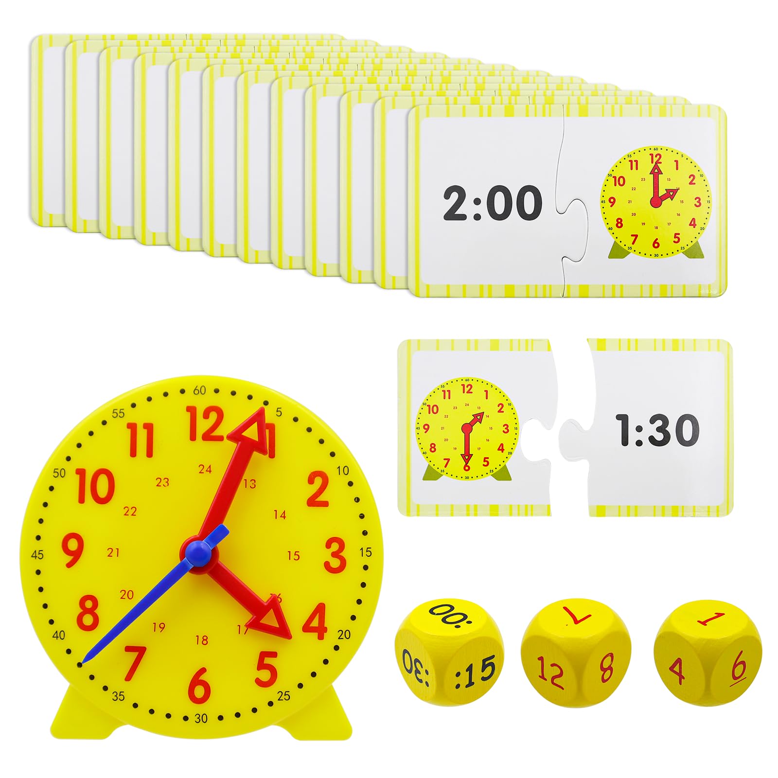 1 Set Modello di Orologio didattico, Orologio di apprendimento, Apprendimento Giochi Matematica Orologio di,Gioco Orologio Bambini Adatto a Bambini
