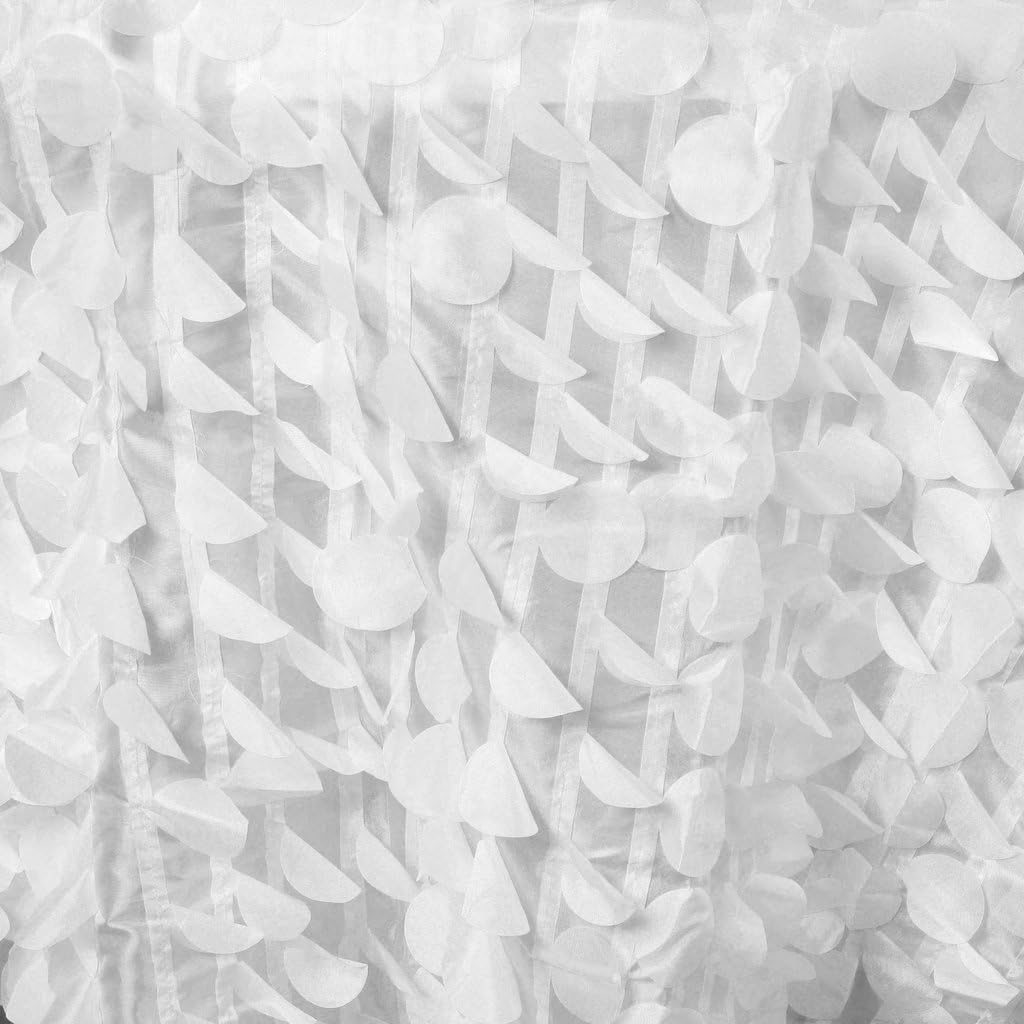 Round Petal Leaf Circles Taffeta Round 90, 108, 120 Rectangular 90x132, 90x156 and Runner (Multiple Color Available) (Runner, White)