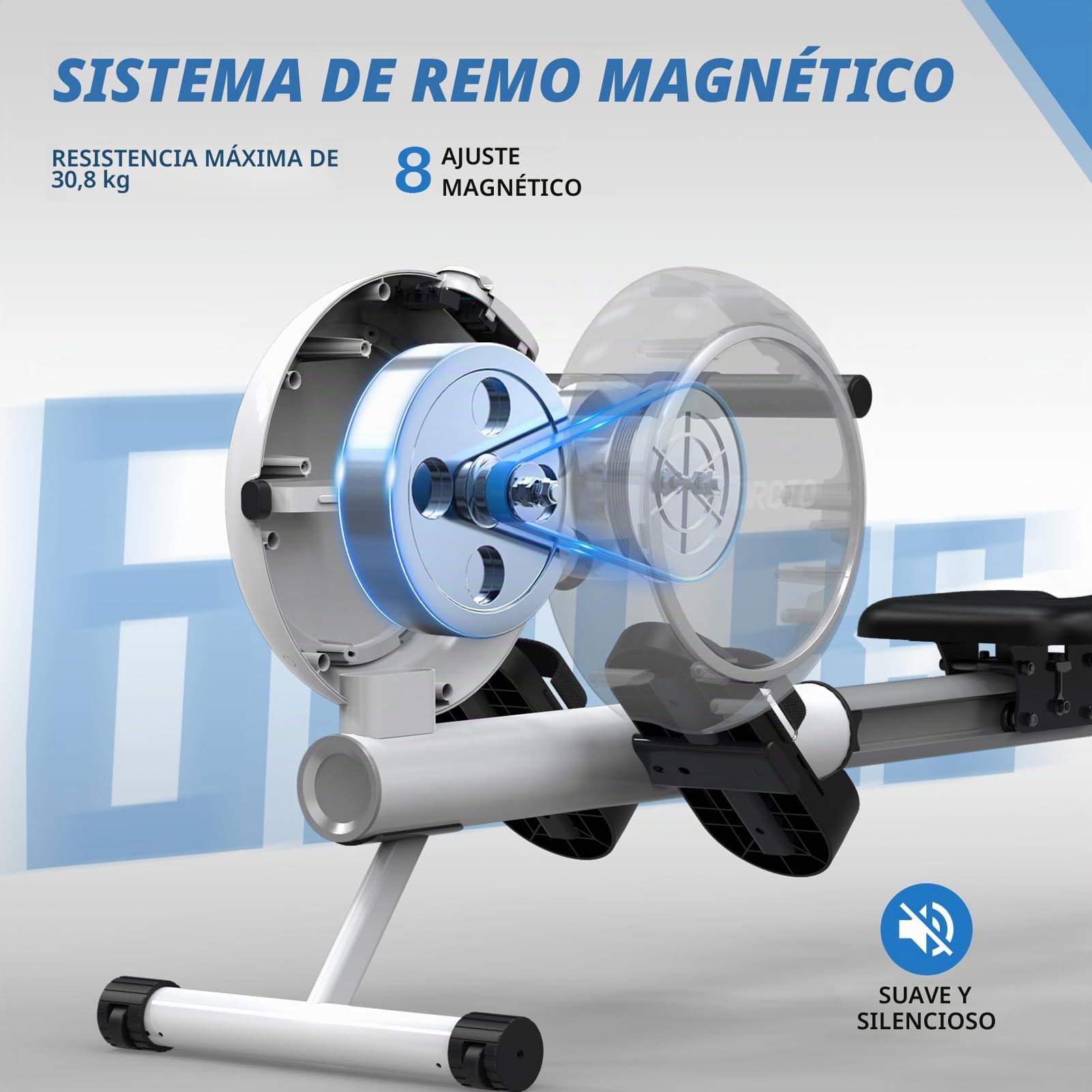JOROTO Maquina de Remo para Casa, Resistencia Magnética, Riel Retráctil de Aluminio, Capacidad Máxima 140 KG con Función Bluetooth, Remo Fitness Silenciosa para Uso Doméstico