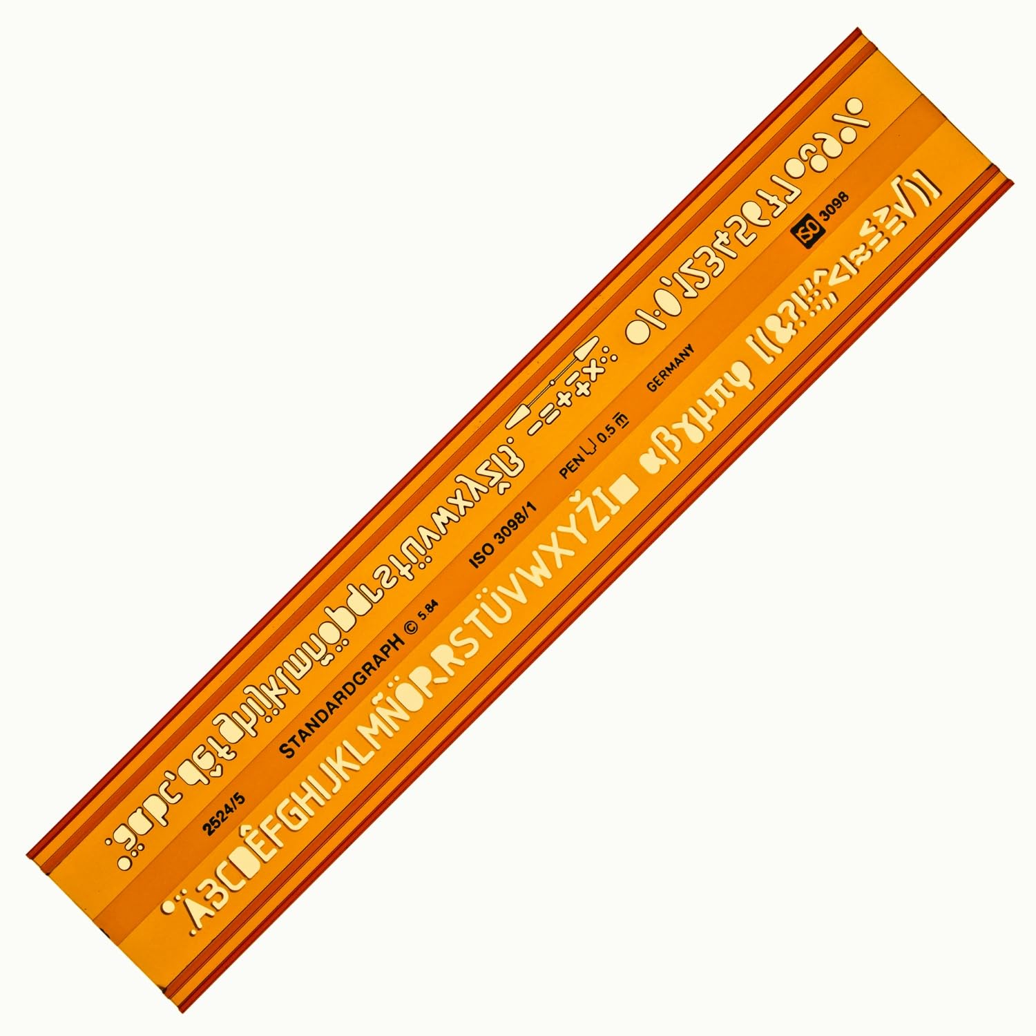 5mm Schriftschablone - Normschriftschablone 5mm - Schriftschablone Technisches Zeichnen - Schrift Schablone 5 mm - Isonorm Gerade Mittelschrift Schablone