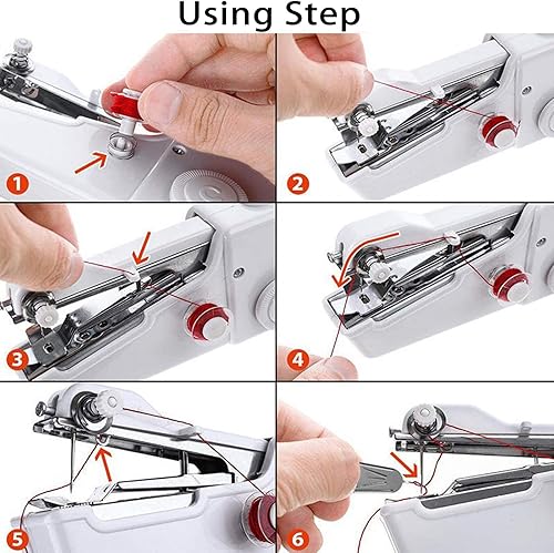 Miniatura 3 de Máquina de coser de mano, mini máquina de coser con kit de accesorios para costura rápida, máquina de coser portátil eléctrica ligera y fácil para