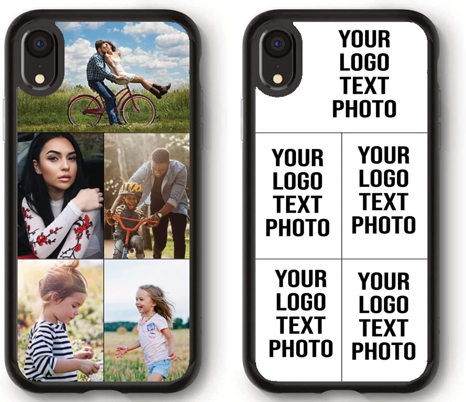 Personalised Phone Case for iPhone XR, Shockproof TPU Bumper back Custom Cover Collage Your Own Photo for iPhone XR - 6.1 Inch, Personalize with Five Image Collage Layout A