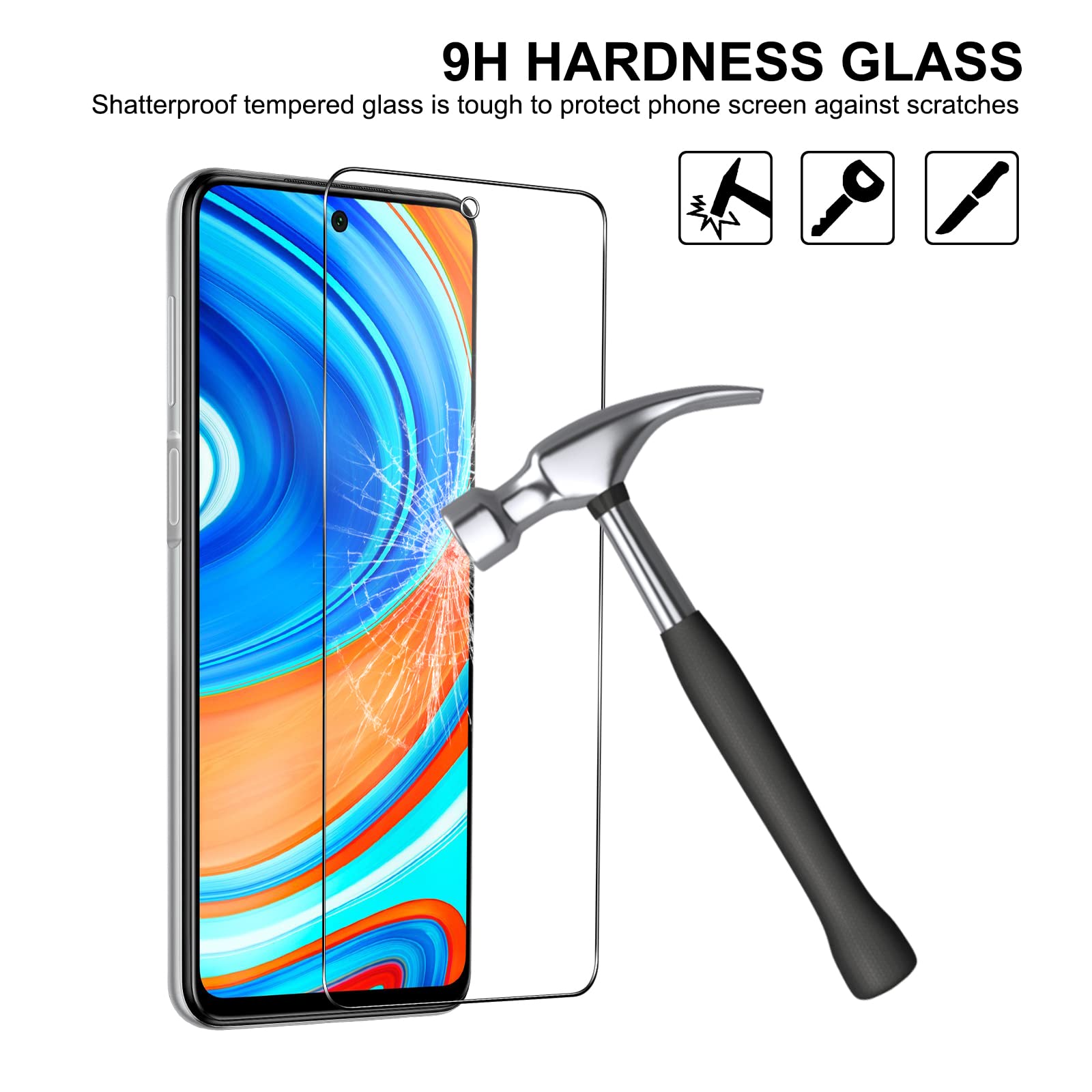 Lotto 4 Vetri Temperati Per Xiaomi Redmi Note 9S, 9 Pro, 9 Pro Max - Protezione Schermo, Trasparente