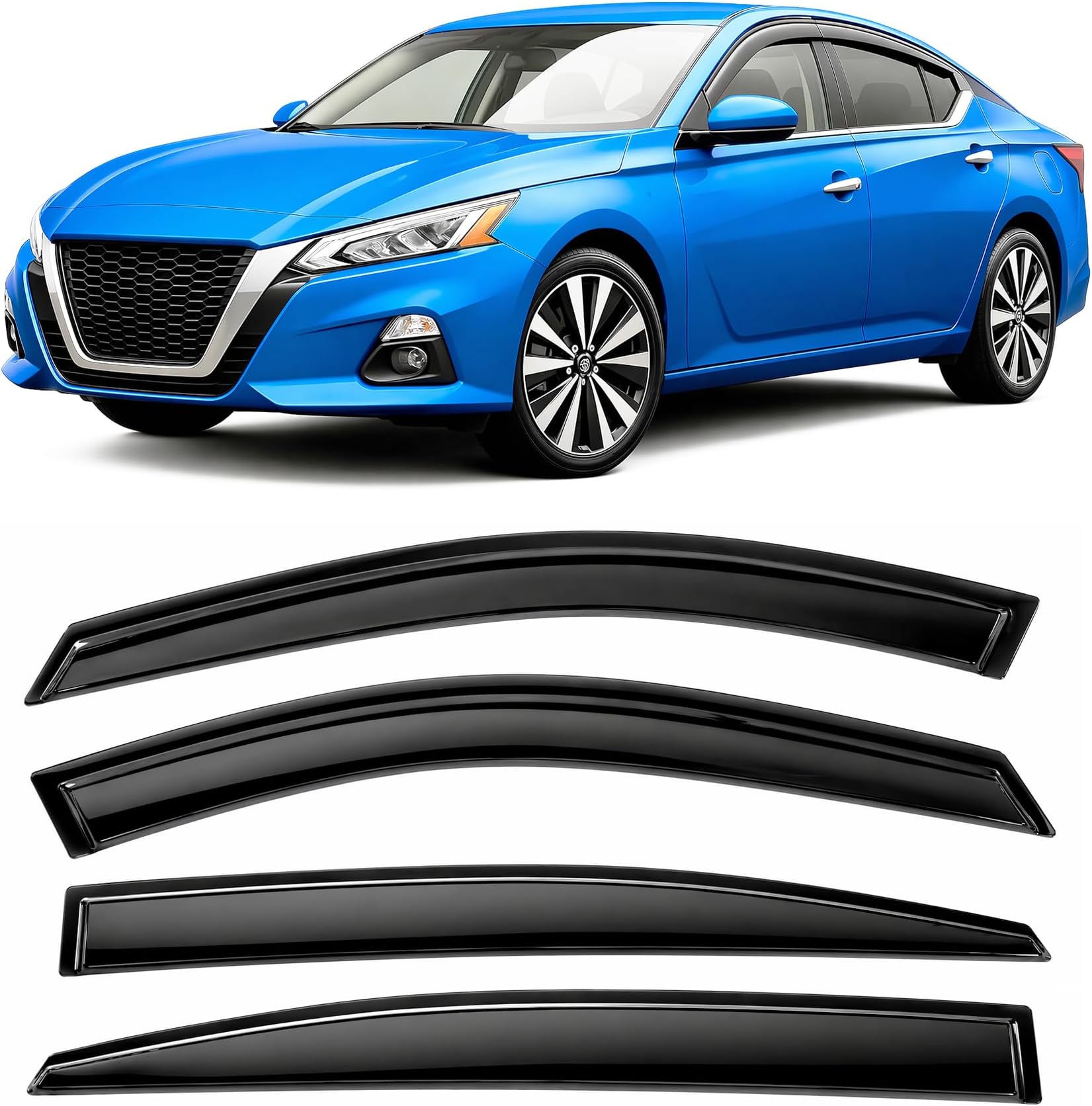 2019-2026 Tape-On Rain Guards for Nissan Altima Side Window Visor Deflectors Extra Thick Vent Shades S SR SV SL L34 2019 2020 2021 2022 2023 2024 2025