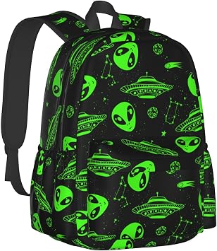 Green Ufo Alien Star Multipurpose School Bag Bookbag for Teenage Boys Girls Daily Backpack