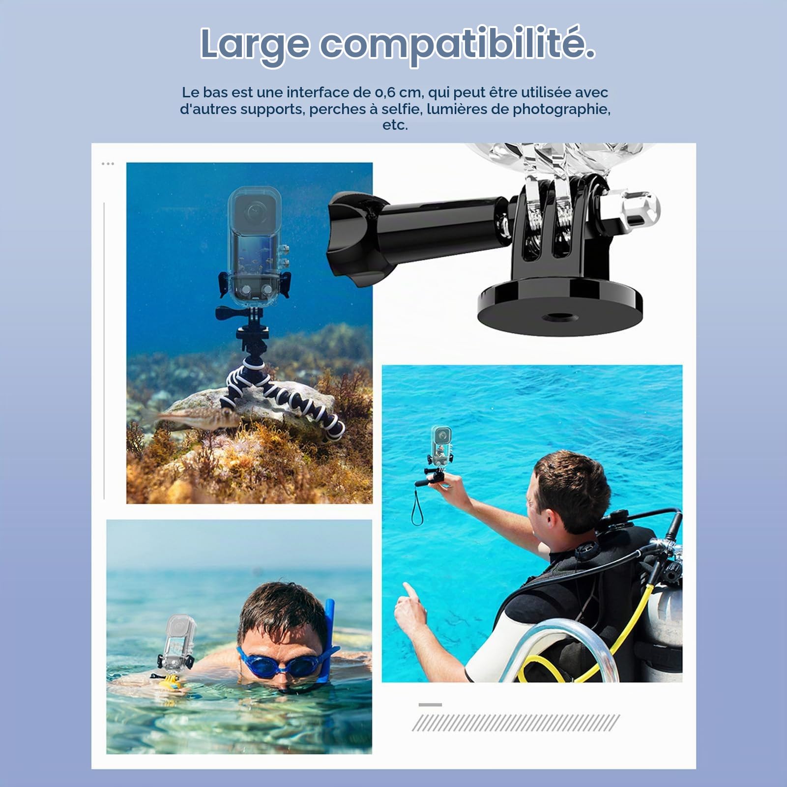 Étui de Plongée pour Caméra d'action X3, Boîtier de Plongée sous-Marine pour X3, Boîtier de Photographie avec Support, étanche jusqu'à 45 M