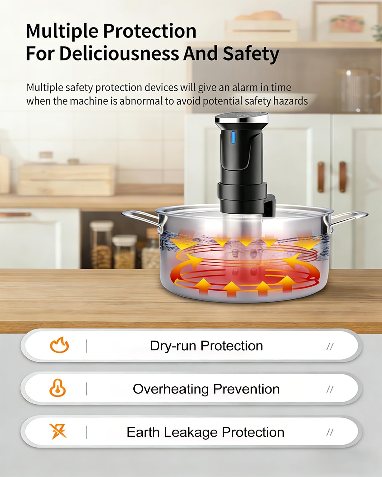 Machine Sous Vide 1100 W, Bain-marie À Circulation D'immersion Thermique avec Panneau de Commande À Écran Tactile, Protection de Sécurité Complète, Contrôle Wifi, Cuisinière de Précision pour Maison