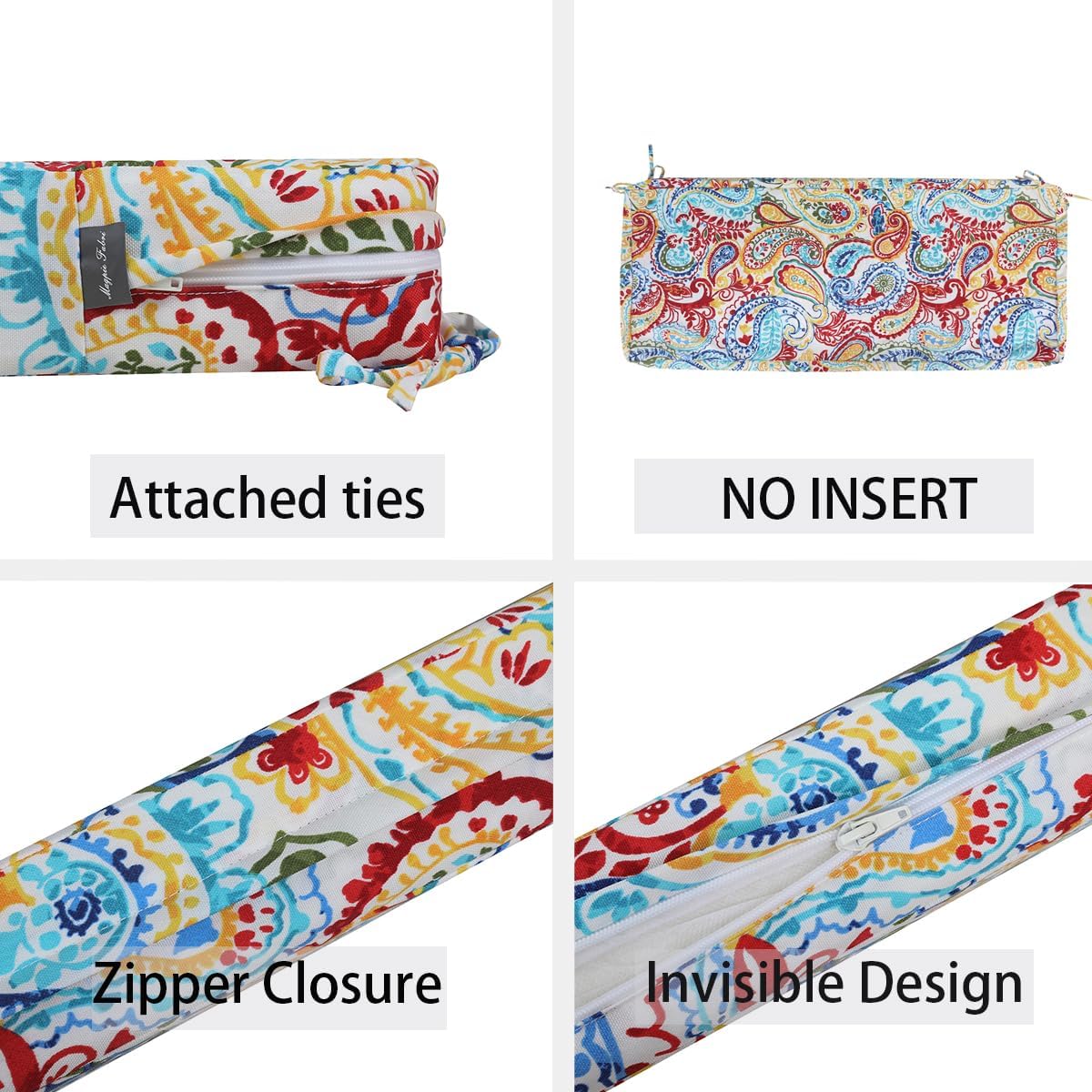 FUNHOME Outdoor Bench Cushion Cover 42 x18 x 3 inch,Water Resistant Cover with Zipper&Ties,Fade-Resistant Slipcover,Patio Porch Swing Cushion Cover Replacement Only,No Insert(Phoenix)