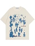 Oversized Graphic Tees Unisex Graffiti Print Shirts Inkjet Tee Top