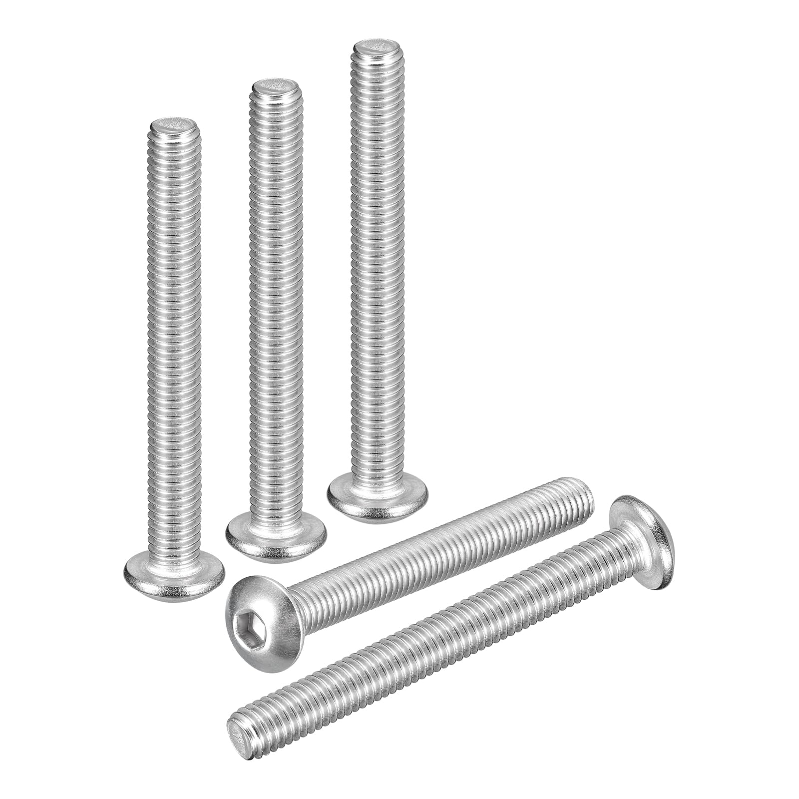 DTGN M5-0.8x45mm Button Head Socket Cap Screws - 25Pack - Good for Road Bicycle, Mountain Bike, Auto, Motorcycle - 304 Stainless Steel Whitewashed - Hex Socket Drive Fasteners — image 1