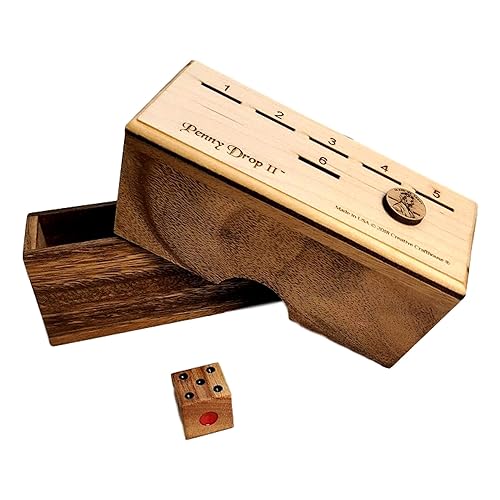 Miniatura 3 de Penny Drop II Wooden Dice Game – Handmade Family Game with Maple Wood Lid