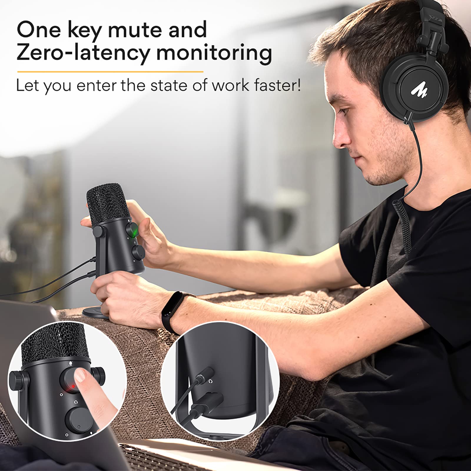 Microfono Di Registrazione, Microfono Per Alesatura Cardioide a Condensatore USB, Corpo Interamente In Metallo, Adatto Per YouTube, Skype, Giochi, Insegnamento Online, Podcast, Studio