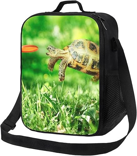 VACSAX Lonchera para hombres y mujeres, con estampado de tortuga, tortuga, salto, bolsa de almuerzo aislada, reutilizable, portátil