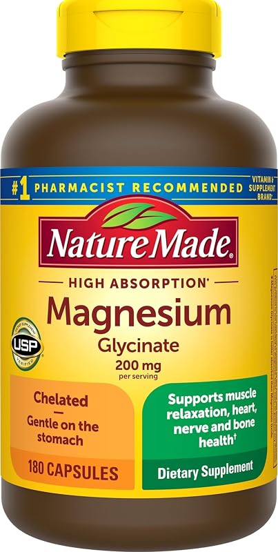 Nature Made Suplemento de Magnésio Glicinato 200 mg por porção, 180 cápsulas