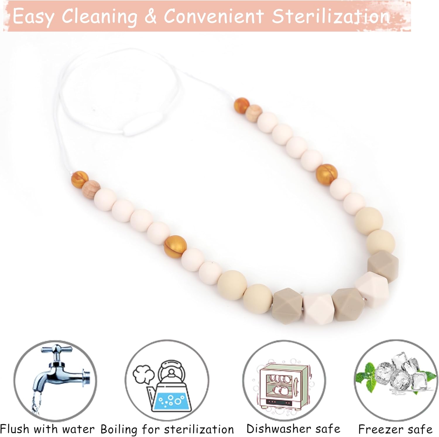 Silicone Nursing Necklace - Emotional Calming Breastfeeding Supplies, Fidget Necklace For New Moms, Newborn Nursing Sensory Silicone Beads Jewellery.