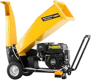 Key Electric Start Wood Chipper 212cc 7HP 4-Stroke Engine 70MM Branch Capacity Unleaded Petrol Garden Shredder Mulcher Grinder - D70 Yellow
