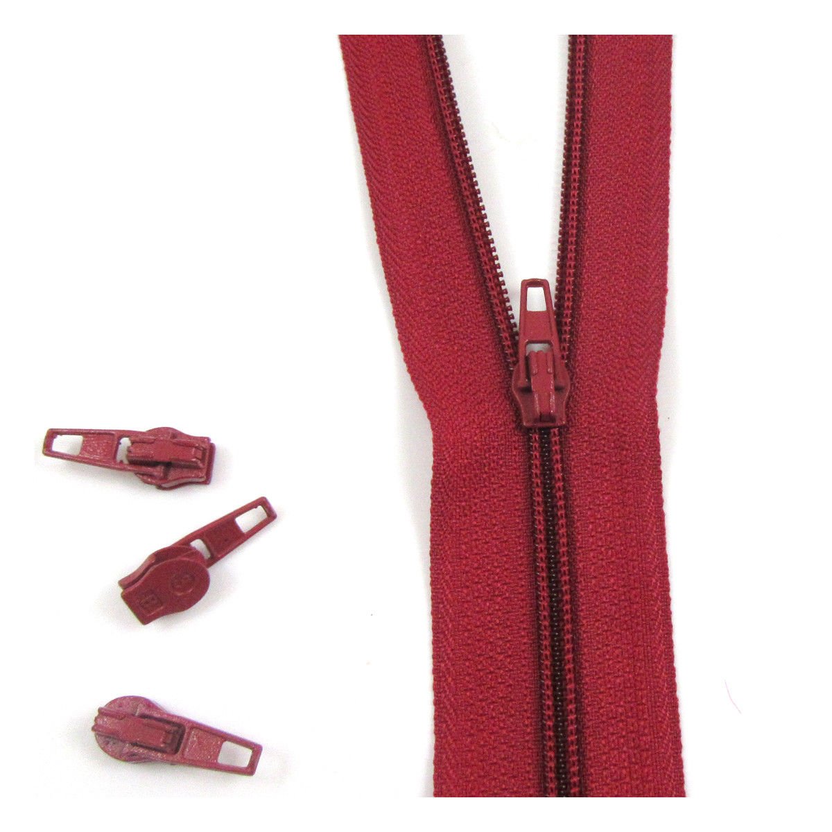 Beads4crafts Red H163 25 Metres + 50 Sliders No.3 Continuous Zip With Auto Lock Slider 25 Colours Zippers Cushions Upholstery (Red H163)