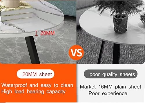 Miniatura 4 de Mesa auxiliar moderna de mediados de siglo, mesa de centro pequeña simple y sólida con mesa de grano de madera maciza y marco de metal resistente,