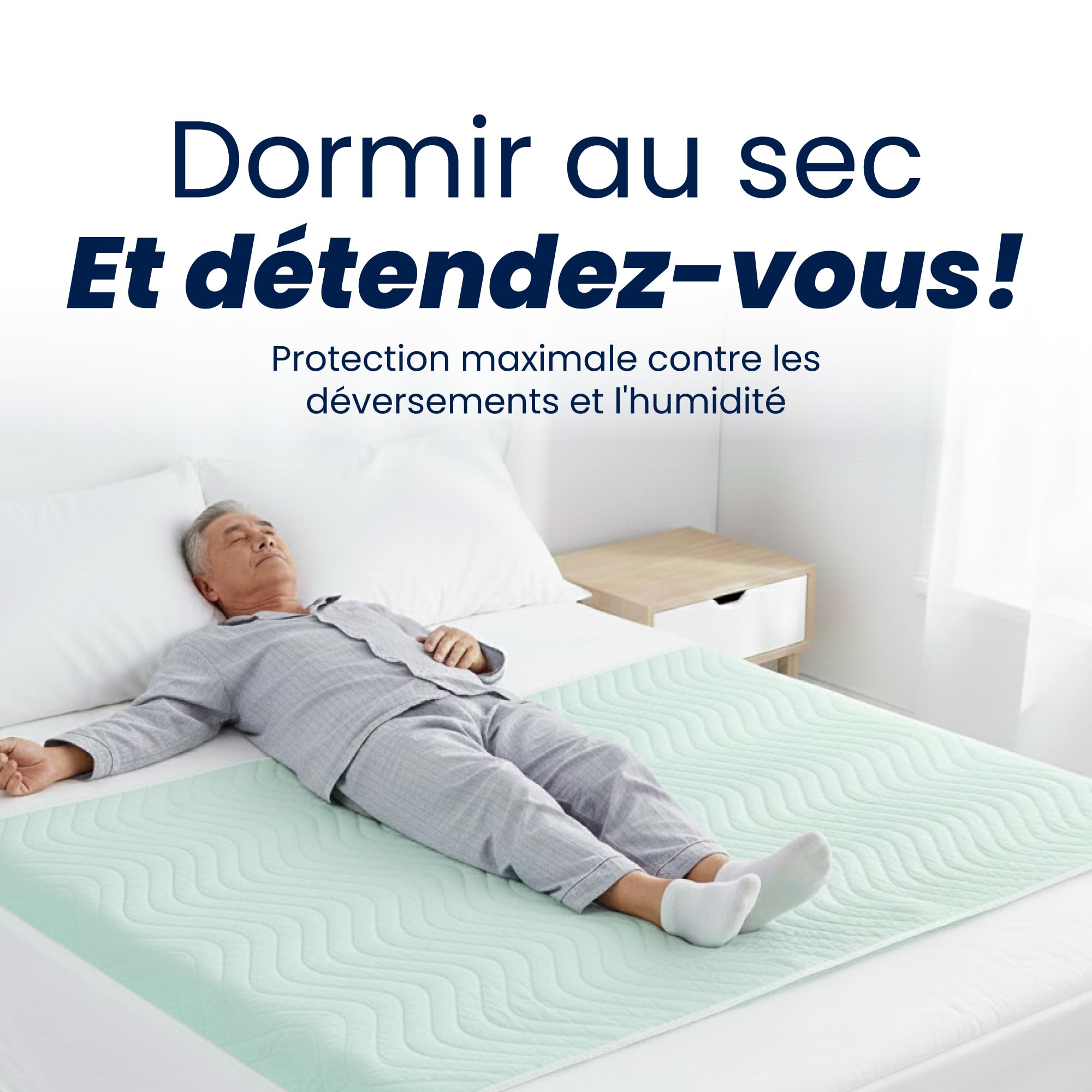 Alèse Lit Adulte Bébé Protection Matelas Imperméable Lavable Pipi Stop Tapis à Langer Jetable Alèse avec ailettes Protection Lit Absorbante 140x90 Pack 1