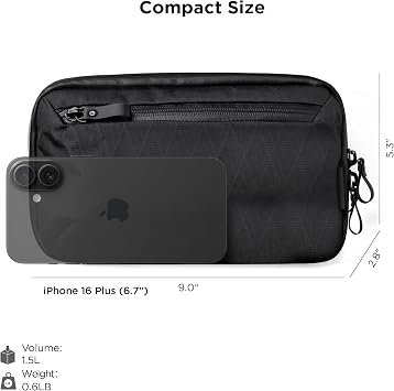ALPAKA Elements Tech Case Mini - منظم إلكترونيات مدمج، حقيبة كابل صغيرة للشواحن وسماعات الأذن، حقيبة هاتف، حقيبة ملحقات السفر، حزام كروس بودي، أسود X-Pac VX42