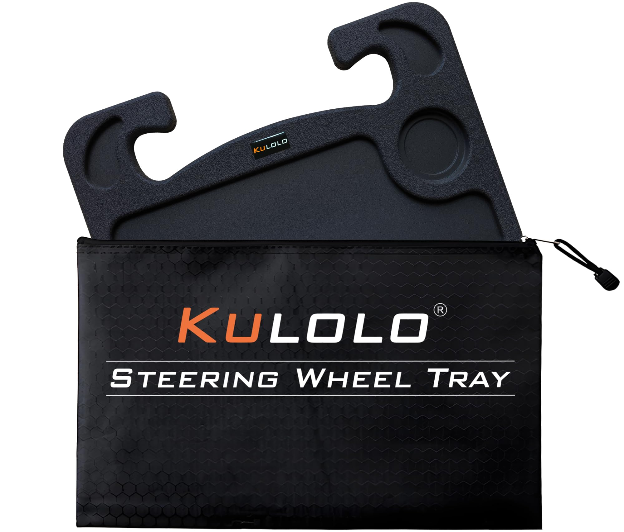 Steering Wheel Tray Desk with Cup Holder & Pen Slot,ABS Car Table for Eating/Working/Laptop,Universal Fit Car/SUV/Pickup/Rvs,Portable Bag Included(Black)