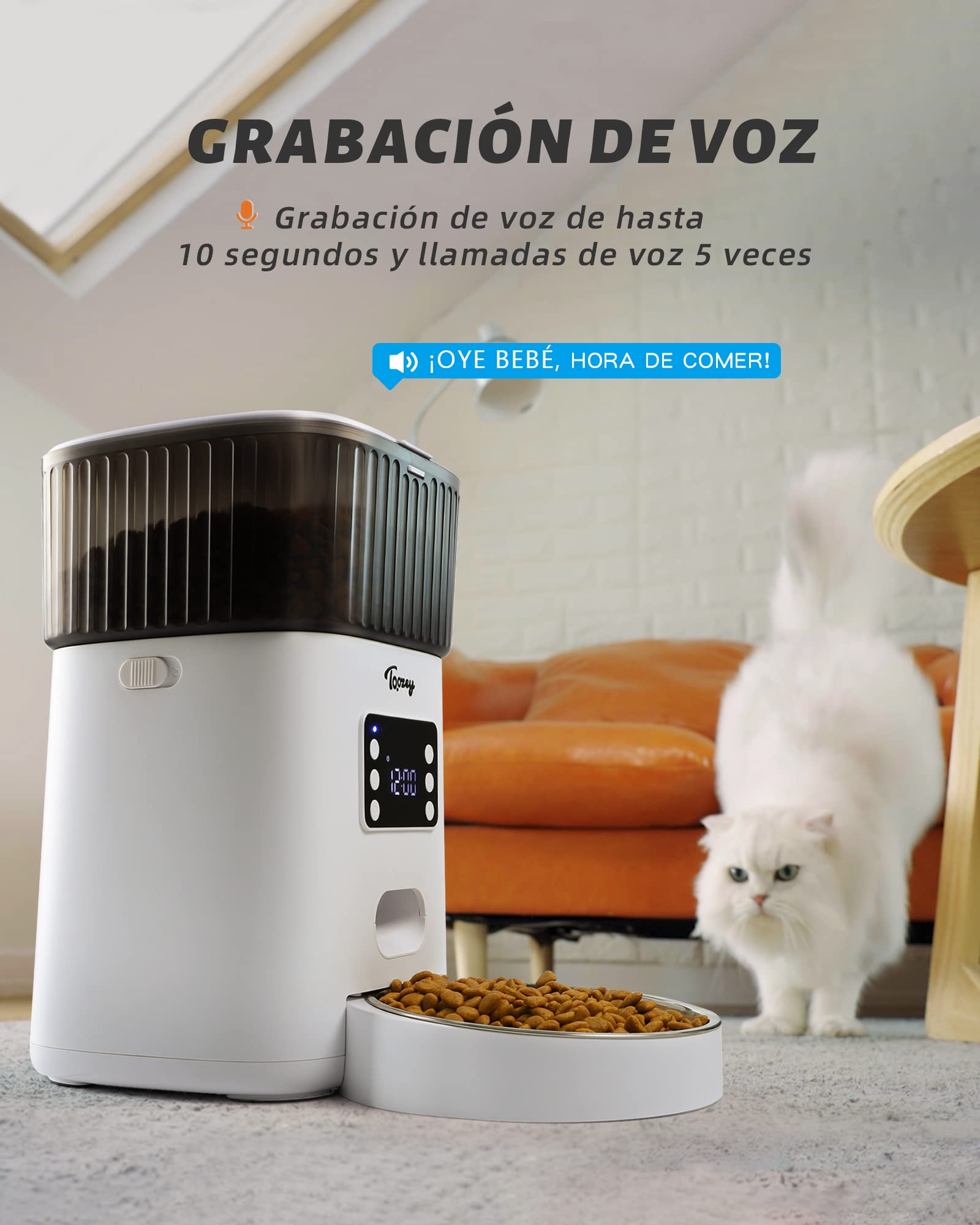 Comedero Automático Para Gatos 4L Con WiFi - 2 Comederos, App, Programable, Grabación De Voz - Para 2 Gatos