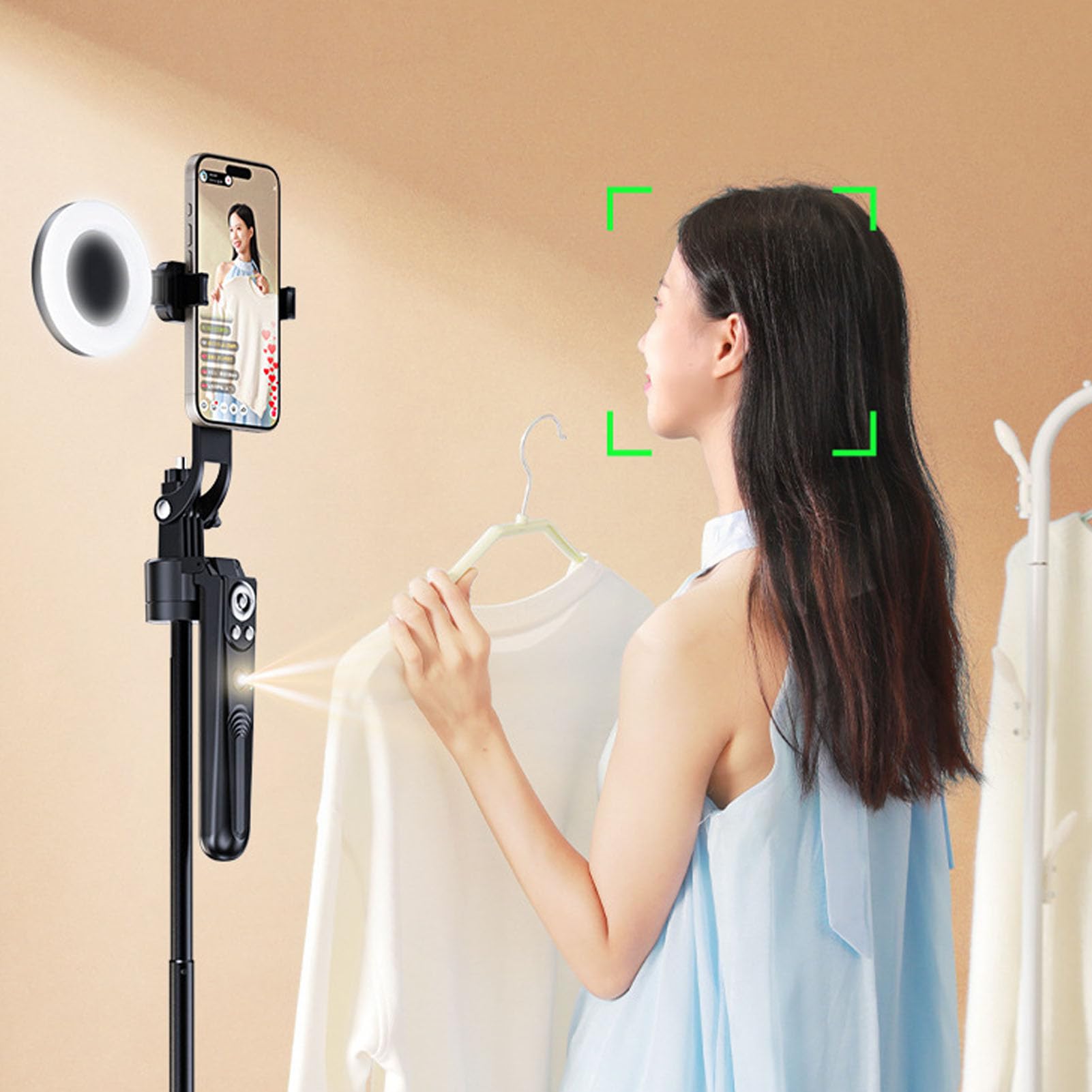 Stabilisateur de Cardan pour Smartphone, Stabilisateur de Suivi Automatique du Visage, Perche à Selfie avec Télécommande Bluetooth, 2 Lumières de Remplissage, Rotation à 360 °,