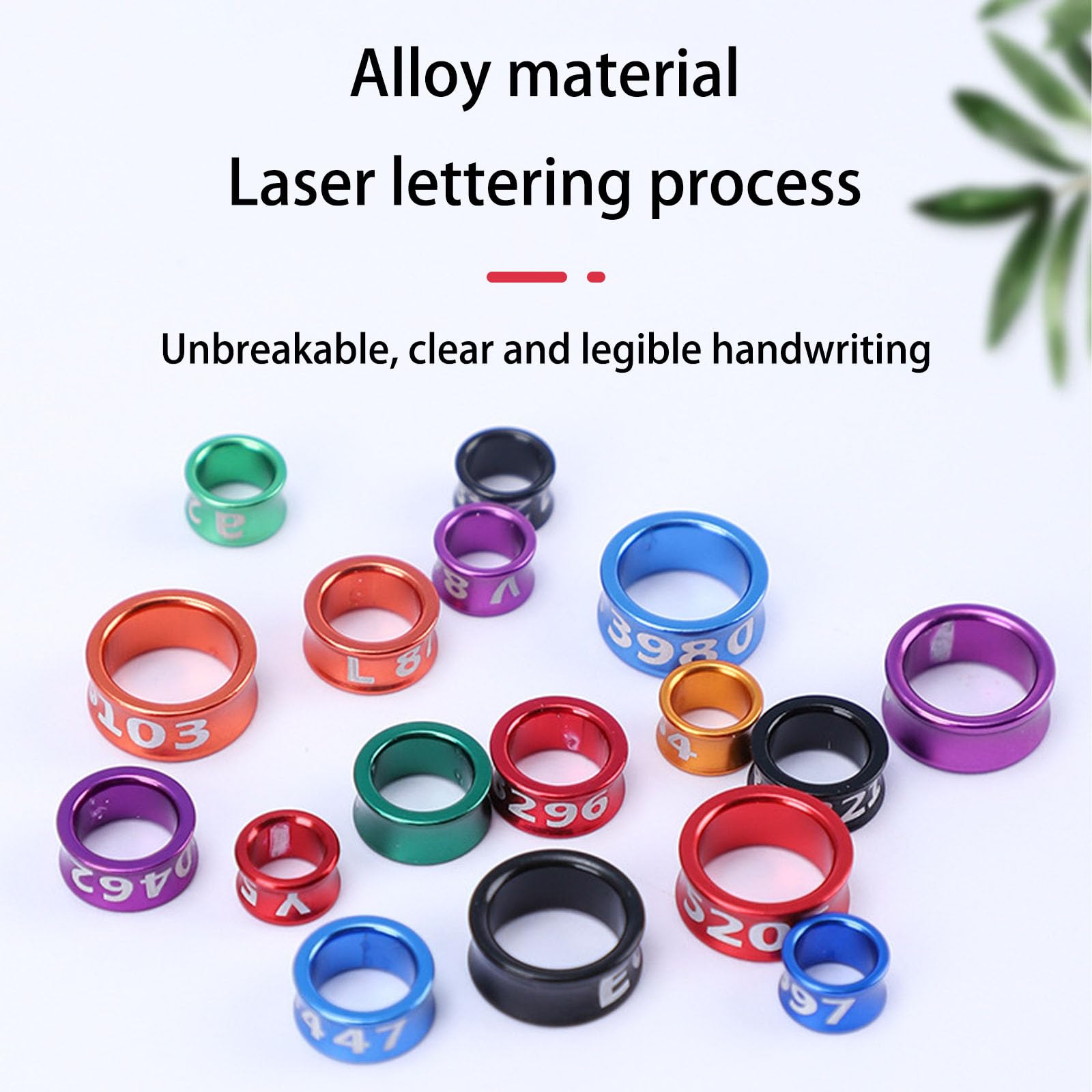 Anillos de identificación de aves para patas, bandas numeradas de aleación de aluminio para pinzas, 50 unidades
