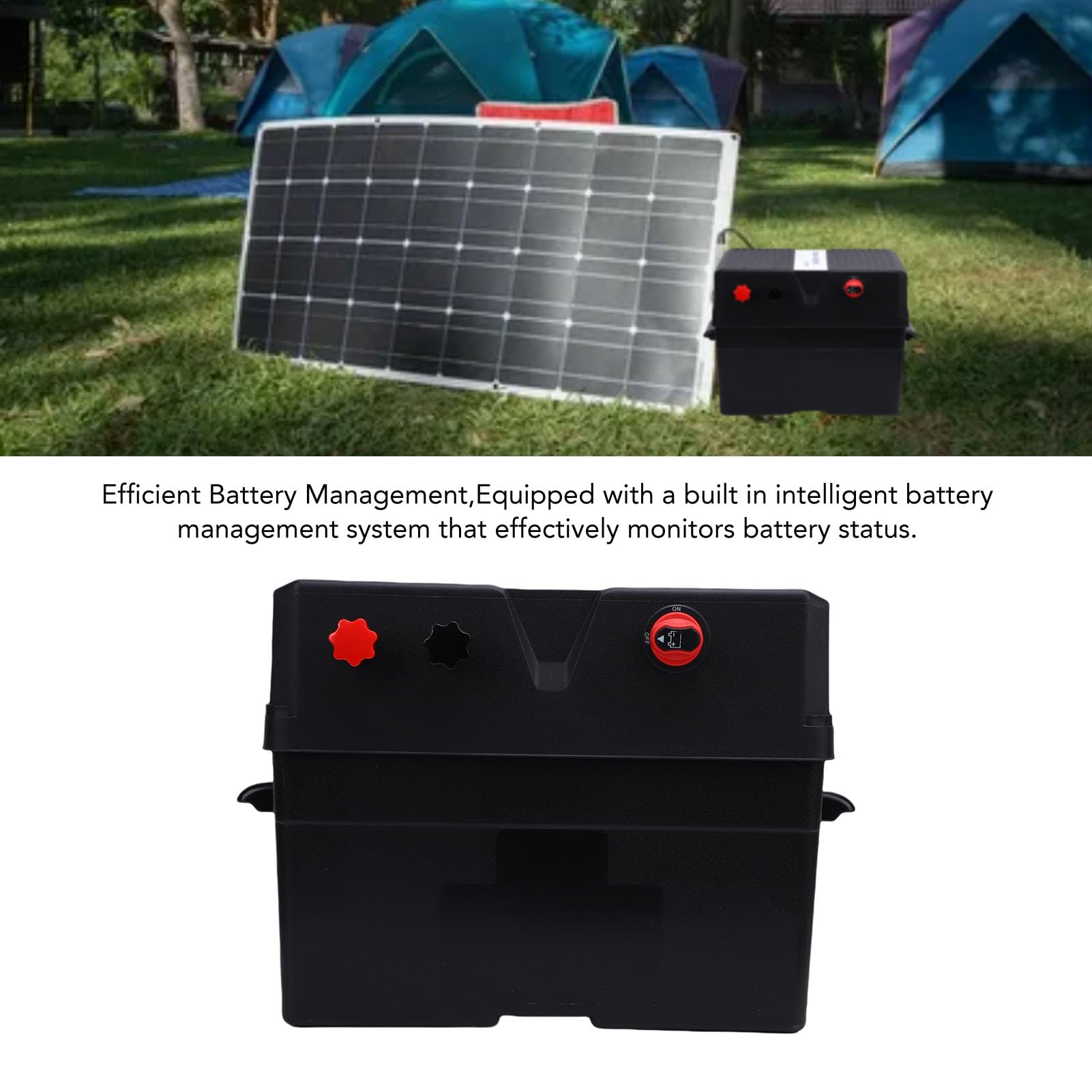 aqxreight Smart Battery Box Downowy Pudełko w Przenośne Pudełko na Akumulator łodzi Wysoka wydajność do Trolling Motor RV Solar Panel