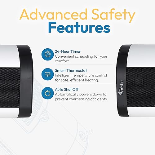 Miniatura 4 de Torre calefactora de cerámica Senville con control remoto de 90W1500W, termostato digital, protección contra sobrecalentamiento