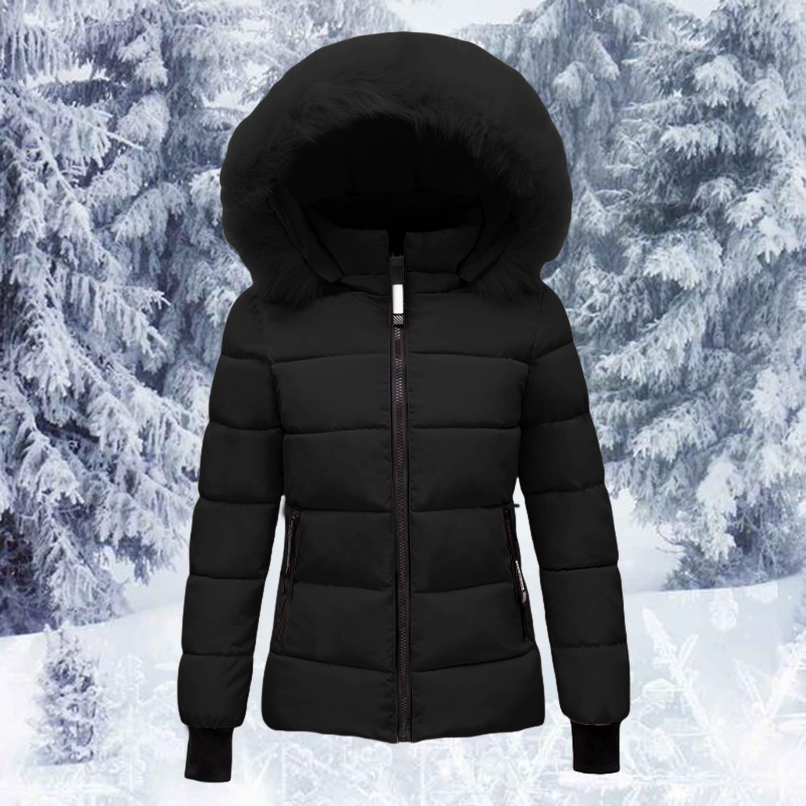 Piumino da donna, giacca trapuntata leggera invernale, invernale da donna con cappuccio in pelliccia, piumini corti, piumini trapuntati spessi e caldi, felpa oversize da donna
