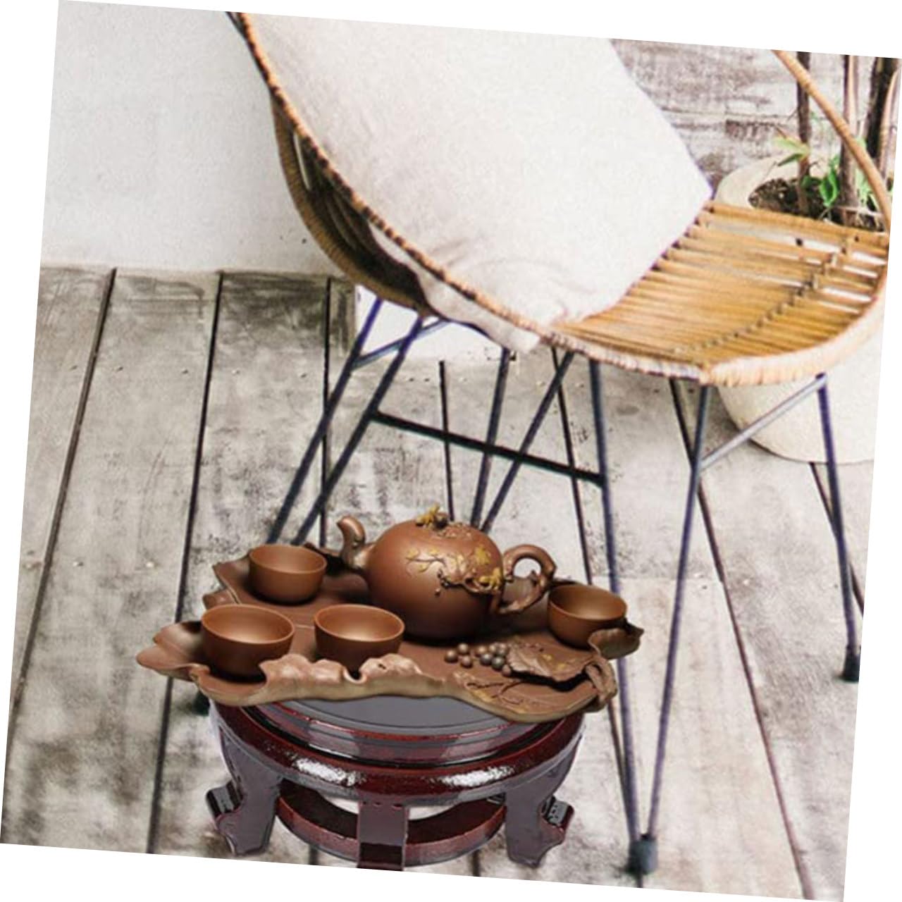 TOYANDONA Soporte de Madera para Macetas Elevación, Base Resistente de Material Sintético para Jardín y Decoración del Hogar en Entrada